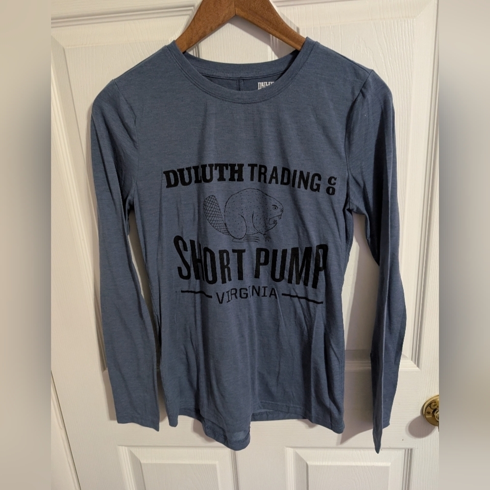 Duluth Trading Co Womens Top Blue Merino Wool Long Sleeve Shirt SIze XS